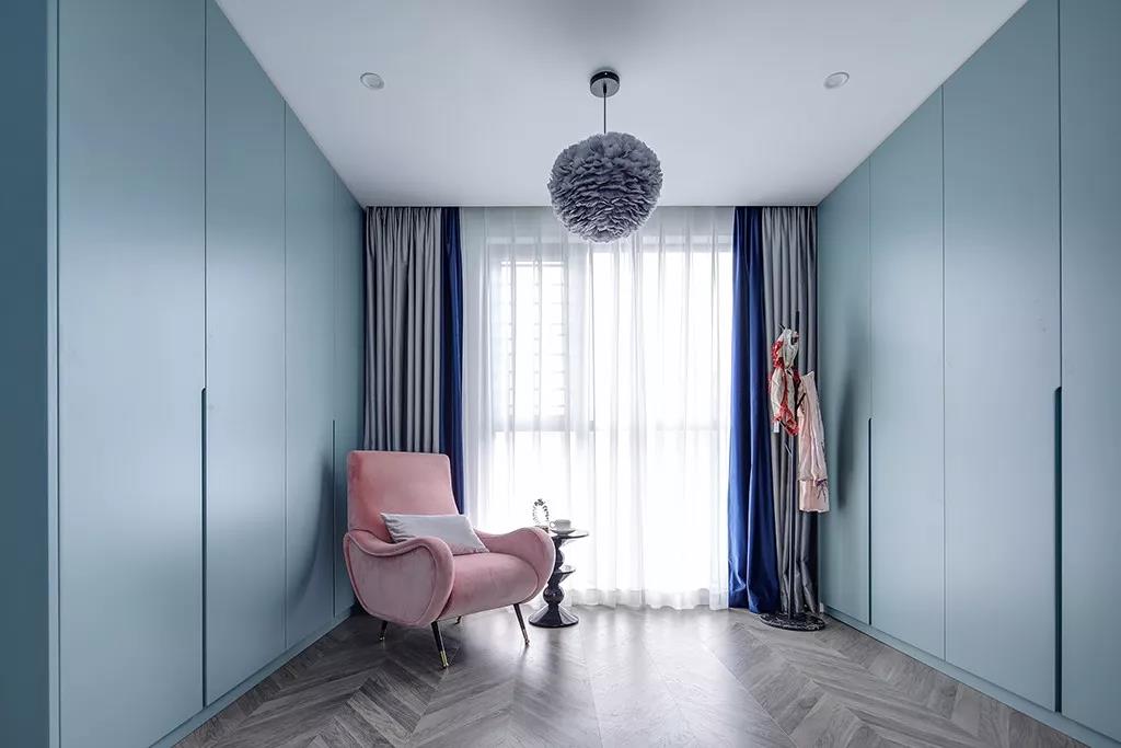143㎡法式轻奢风格新房装修，粉+灰蓝低调奢华！