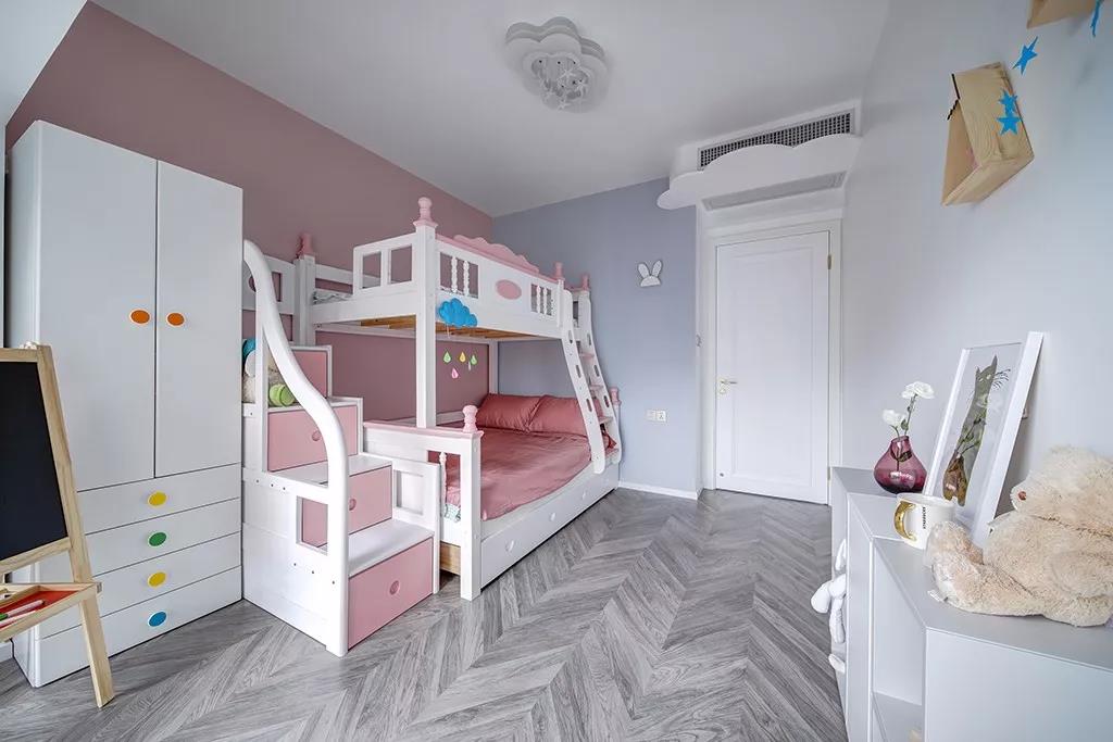 143㎡法式轻奢风格新房装修，粉+灰蓝低调奢华！